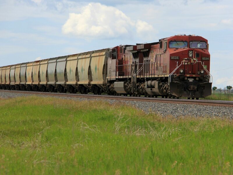 Freight train on a rail corridor representing Iran’s shift toward land trade routes under maritime pressure