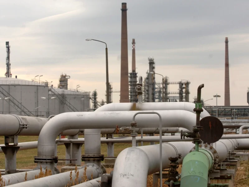 A pumping station connected to the Druzhba oil pipeline at the PCK refinery in Schwedt, eastern Germany. (AP Photo/Sven Kaestner, File)