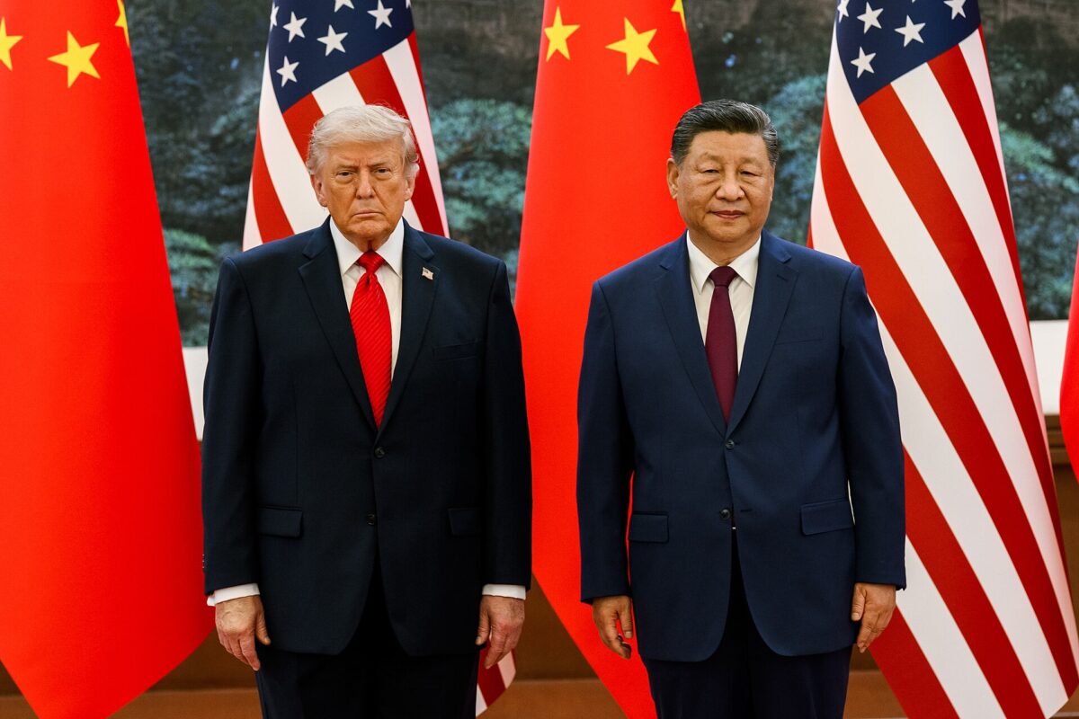 Donald Trump and Xi Jinping at an official meeting in Beijing.
